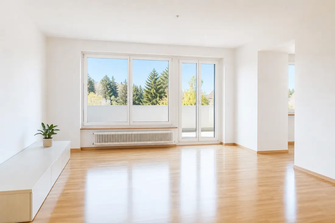 Frisch gereinigter Wohnraum mit sauberen Böden und Fenstern in der Deutschschweiz