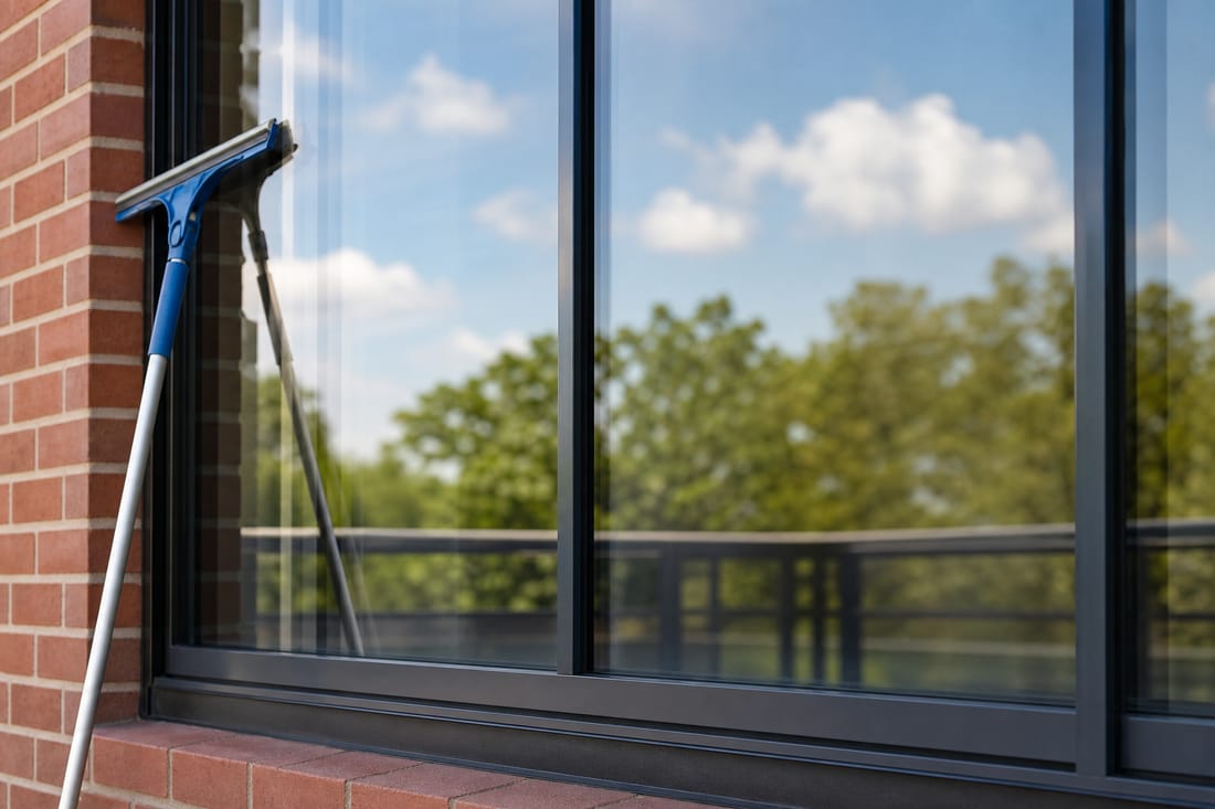 Beispiel: Fensterscheibe nach Reinigung mit Abzieher