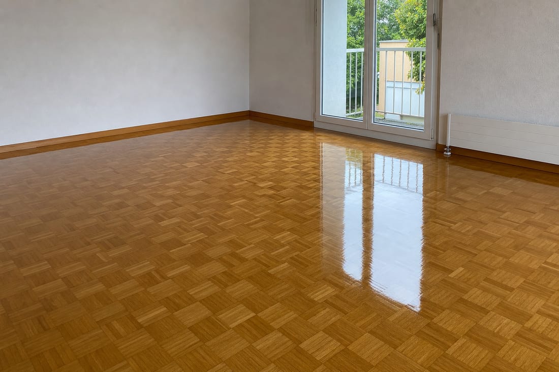 Beispiel: glänzender Wohnungsboden nach der Reinigung